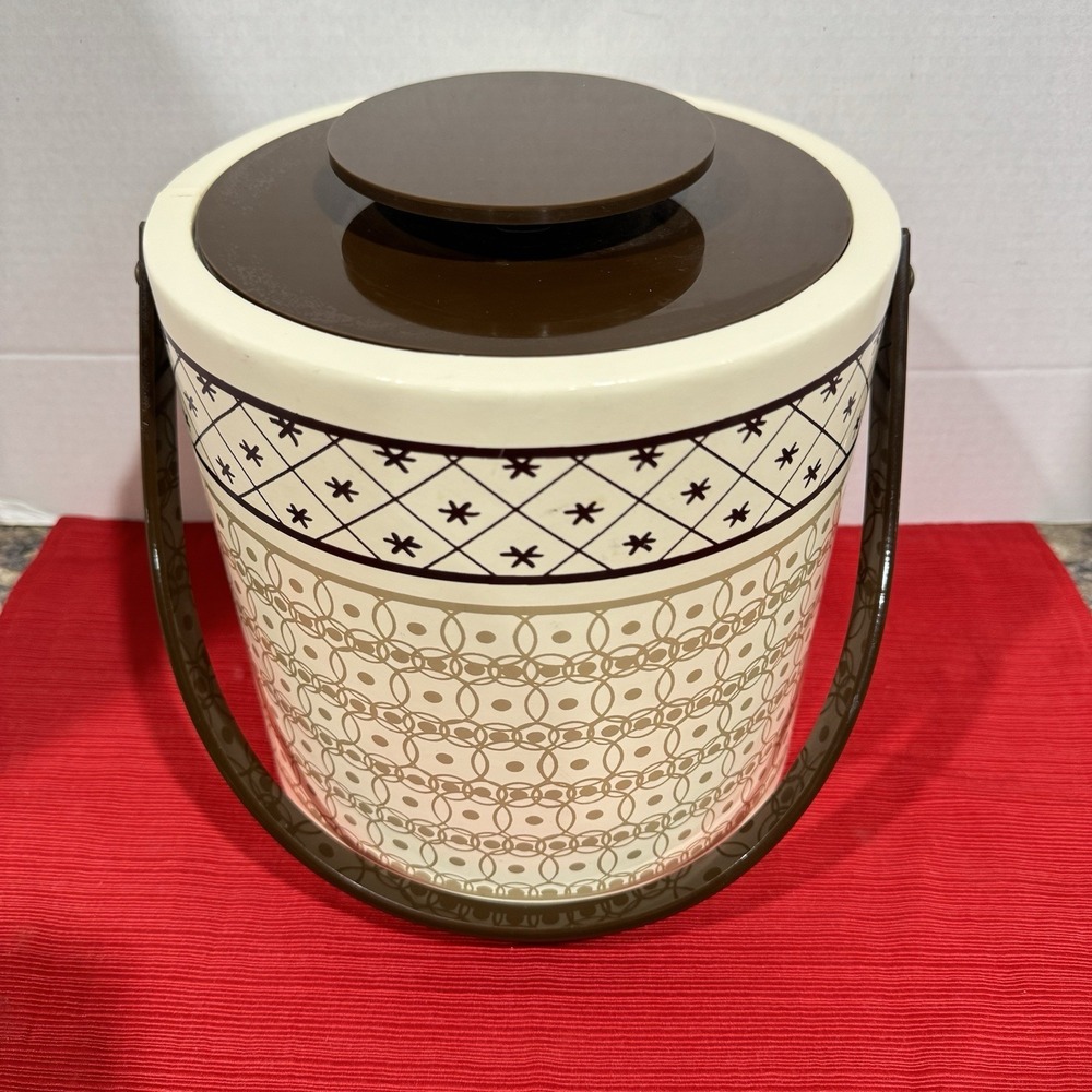 Vintage MCM Morgan Designs Ice Bucket Brigade (8"dia X 8"H)